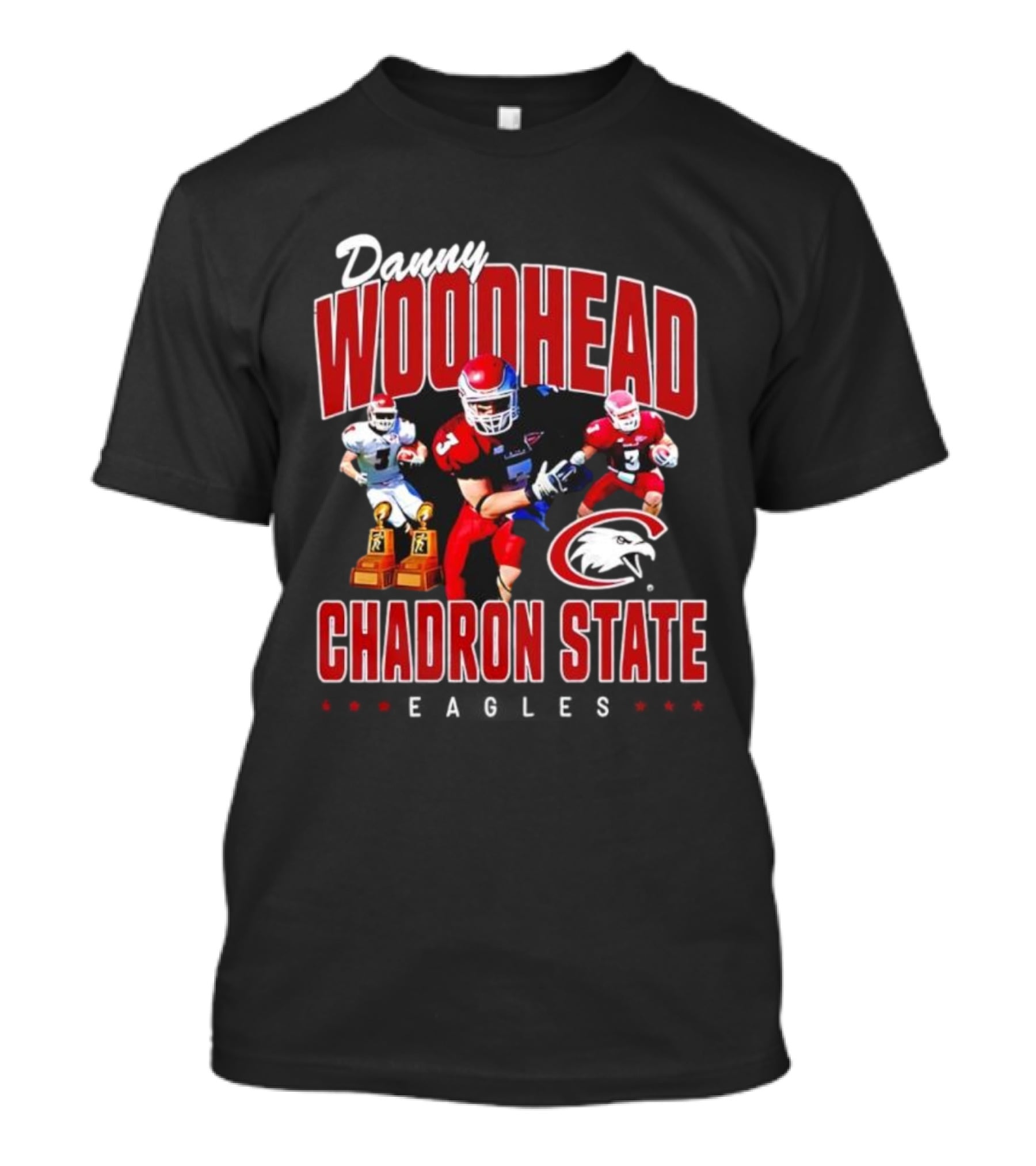Danny Woodhead Chadron State Eagles Football Legend Featuring Two Trophies T-Shirt