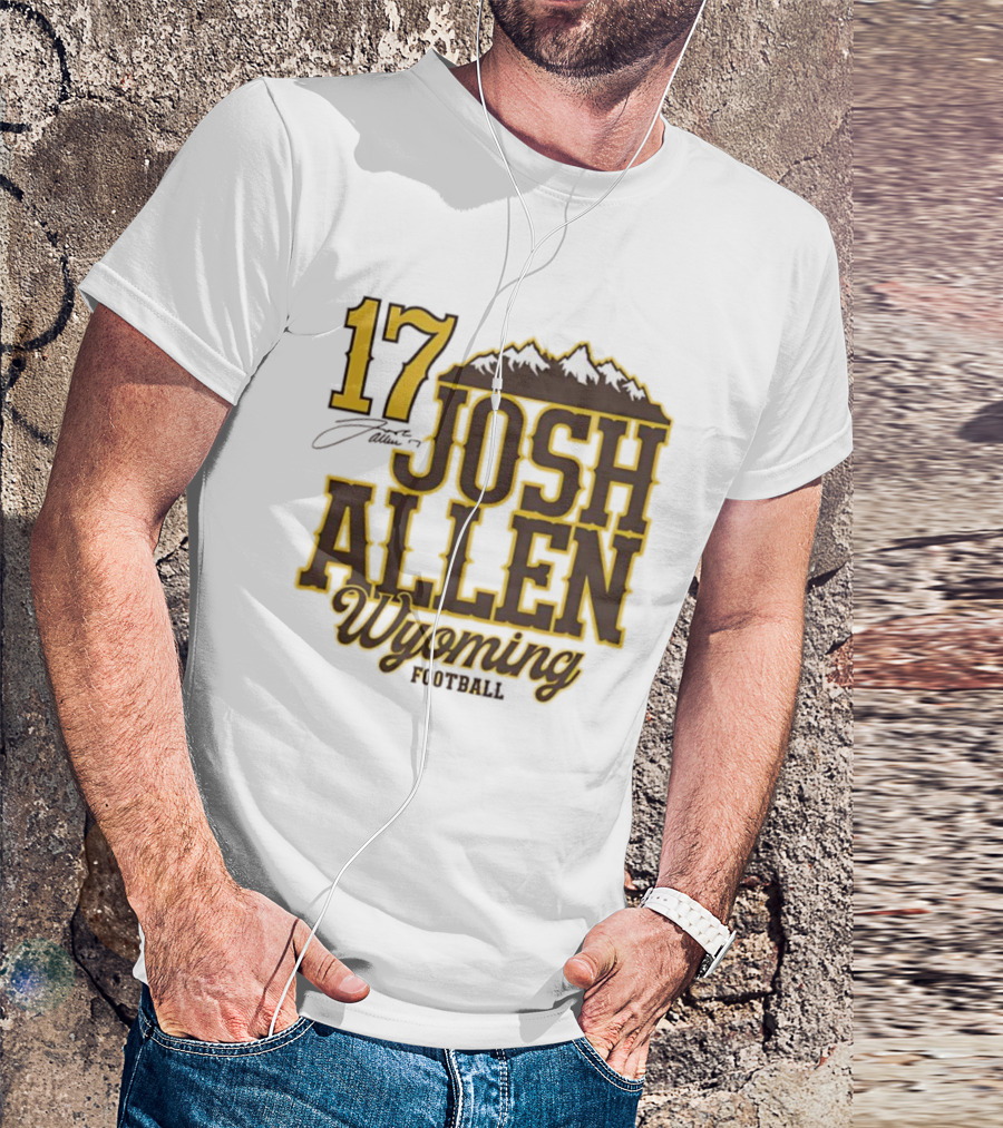 Buffalo Bills 17 Josh Allen Wyoming Signature Mountains T-Shirt