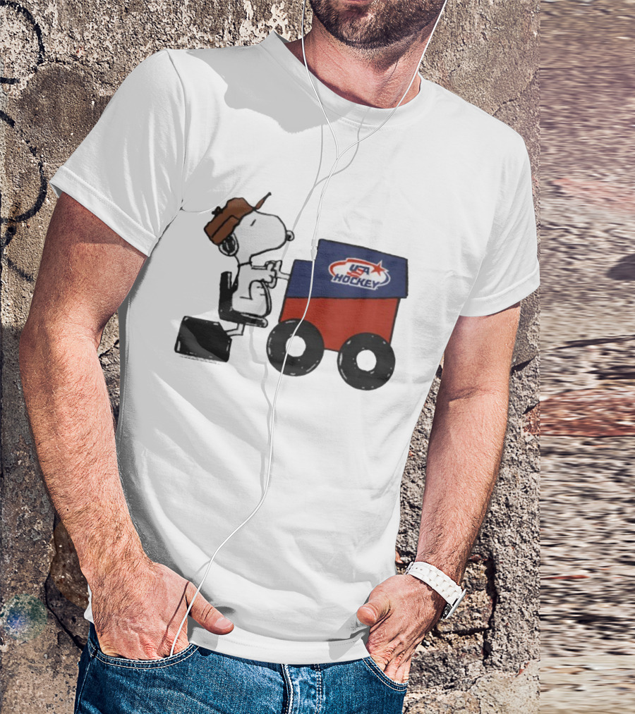 Peanuts Snoopy USA Hockey Zamboni Fresh Ice T-Shirt