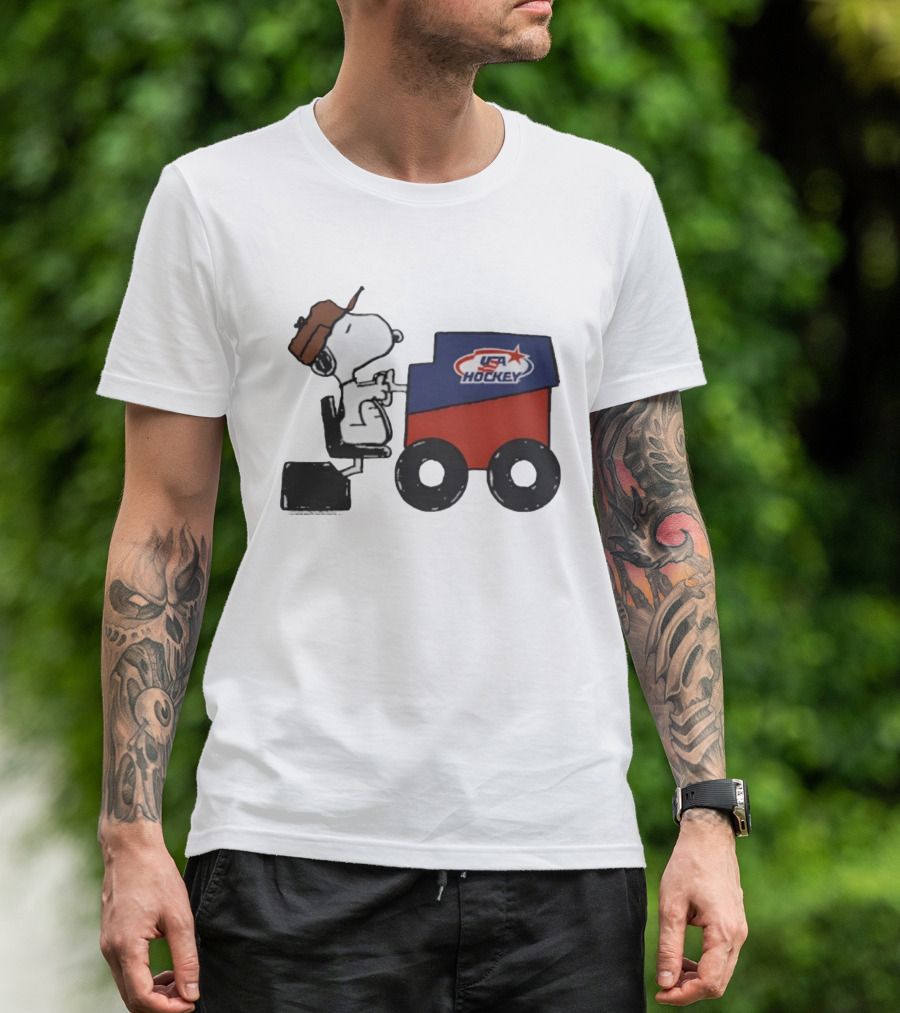 Peanuts Snoopy USA Hockey Zamboni Fresh Ice T-Shirt