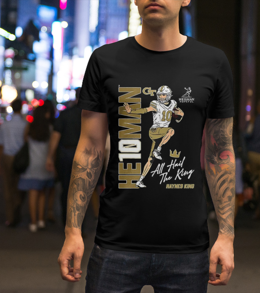 HE10MAN Haynes King GT Georgia Tech Yellow Jackets Football Quarterback T-Shirt