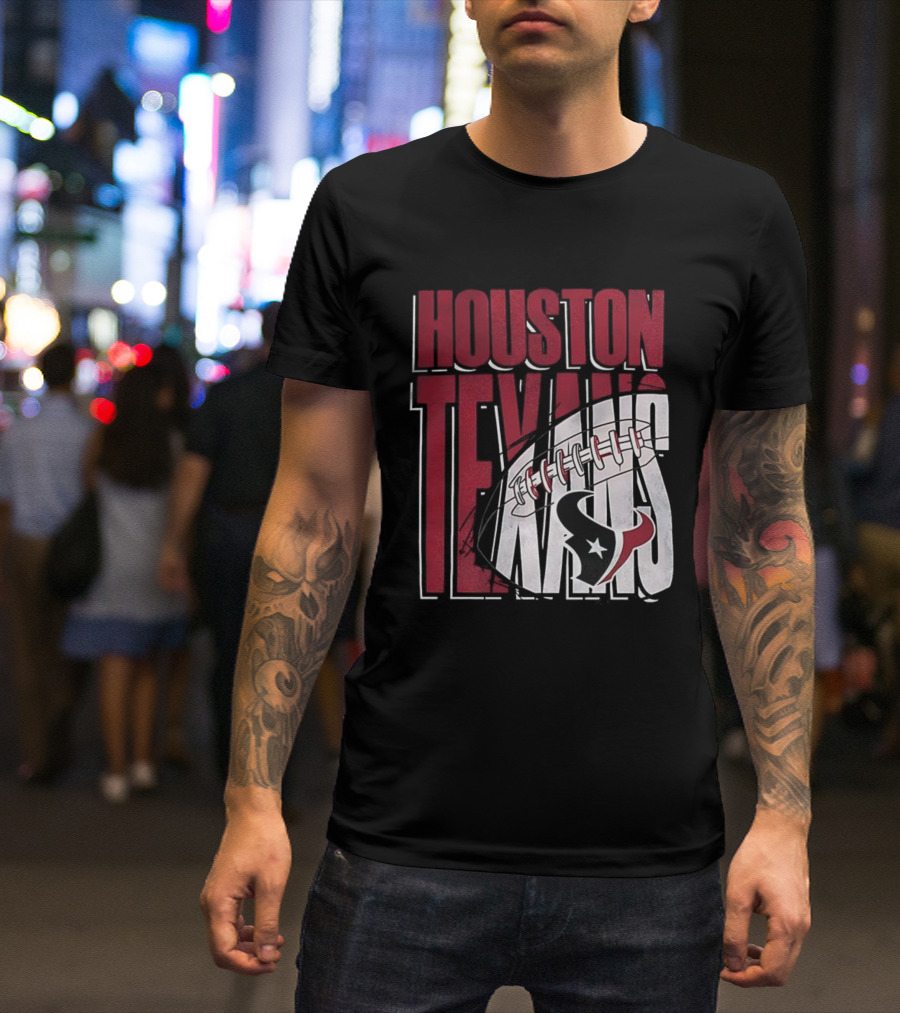 Houston Texans Red White Football Star Emblem T-Shirt