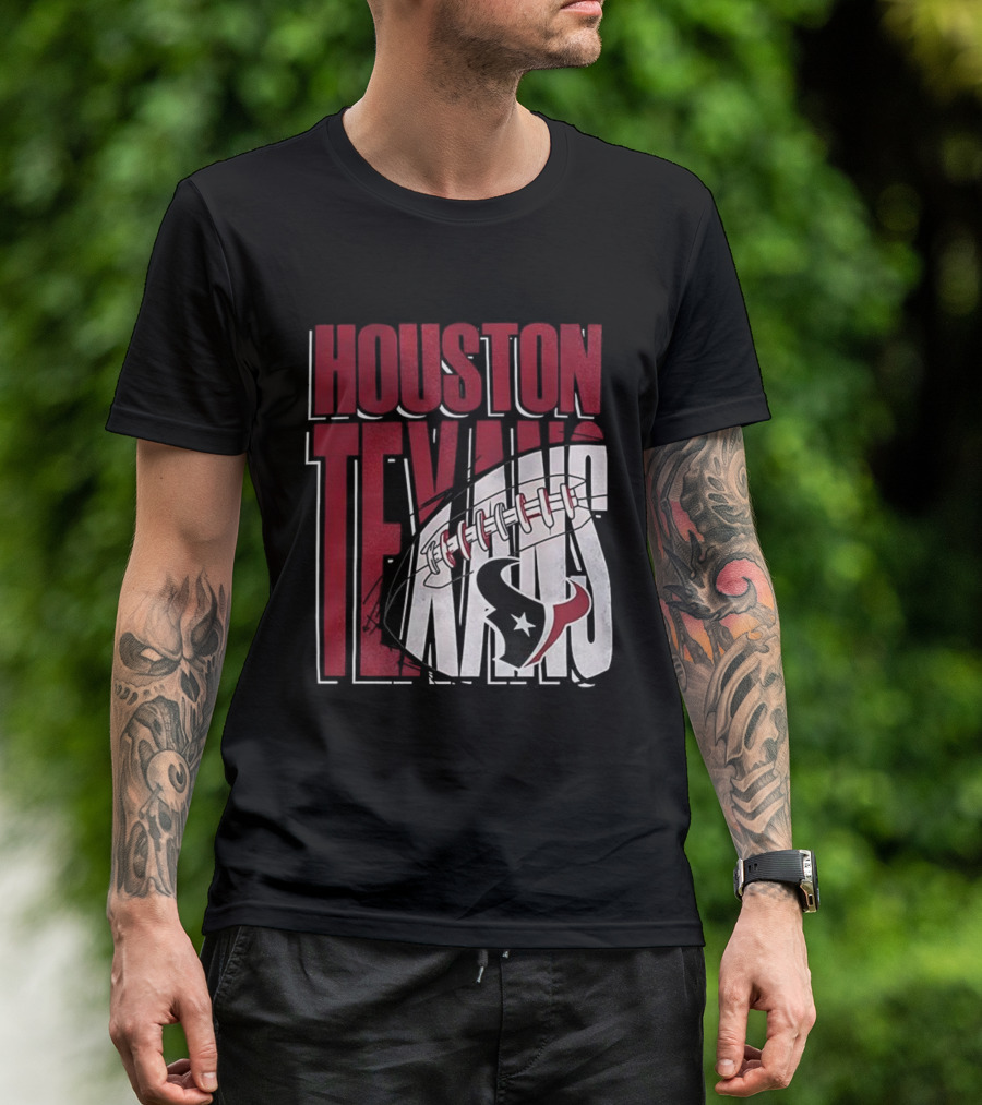 Houston Texans Red White Football Star Emblem T-Shirt