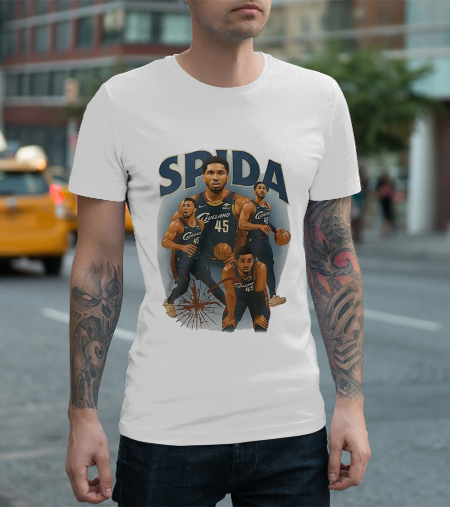 Cleveland Cavaliers Donovan Mitchell Spida 45 Basketball Ensemble T-Shirt