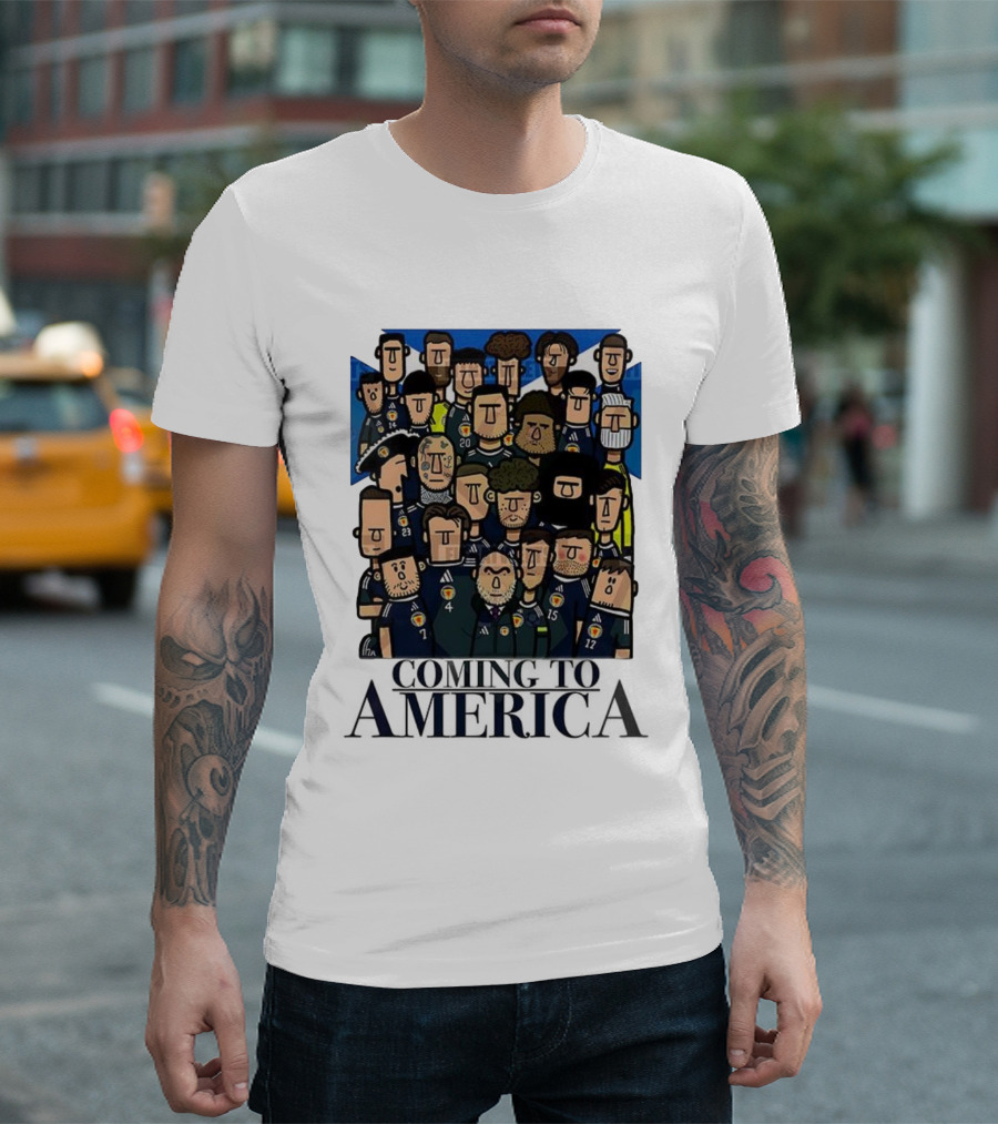 Coming to America Cartoon Scotland Soccer Team Characters T-Shirt