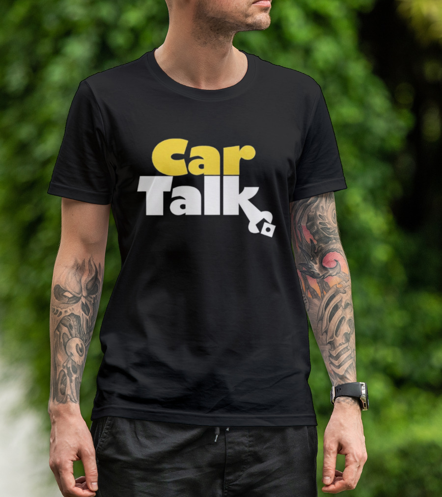 Car Talk NPR Show Logo Yellow And White Text With Wrench Symbol T-Shirt