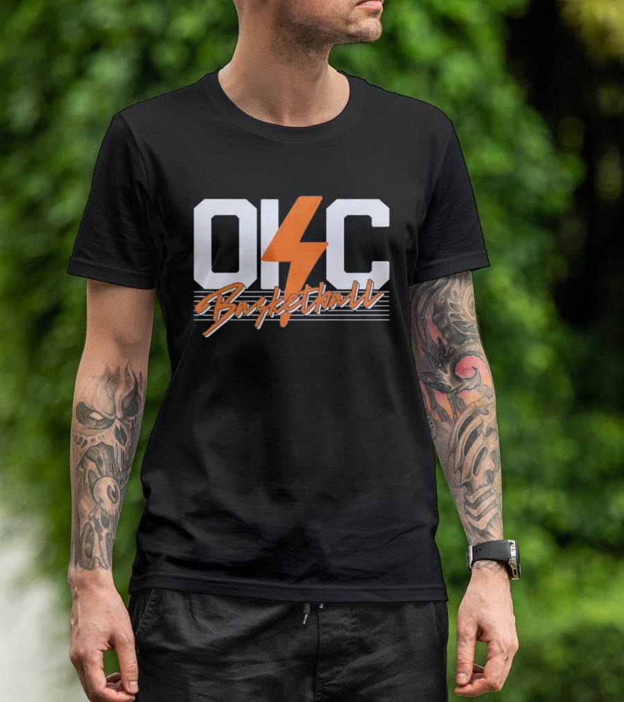 OKC Basketball Lightning Bolt Oklahoma City Thunder T-Shirt