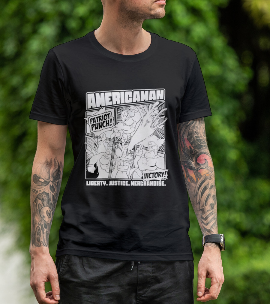 Americaman Patriot Punch Victory Liberty Vs. Injustice T-Shirt