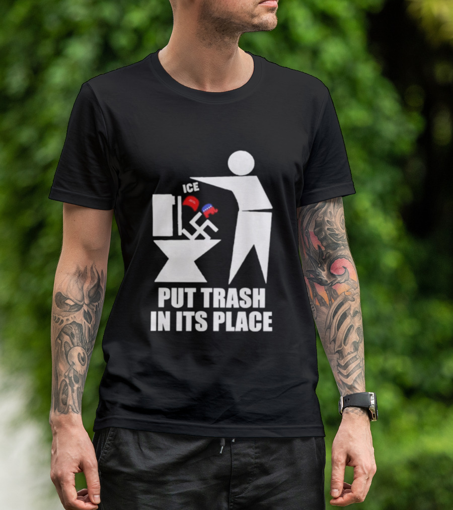 Ice Put Trash In Its Place Boxing Gloves Trash Can Graphic T-Shirt