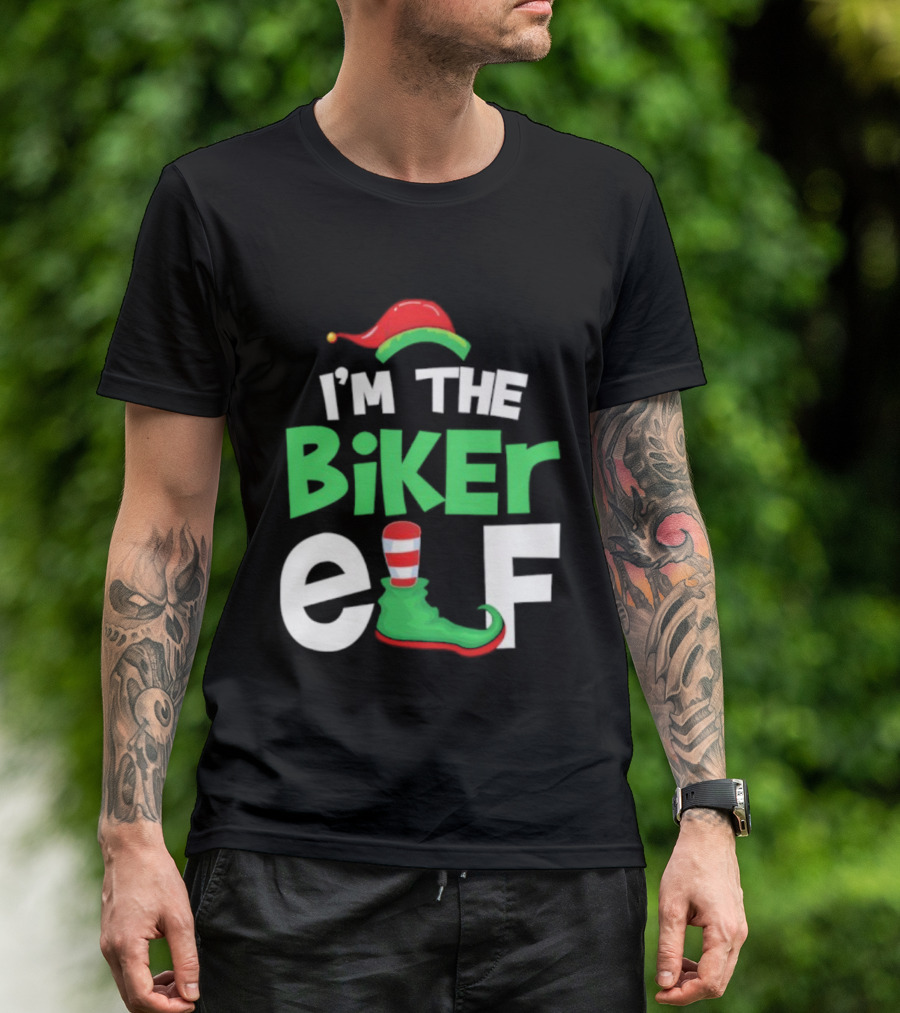 I'm The Biker Elf Christmas Family Matching T-Shirt