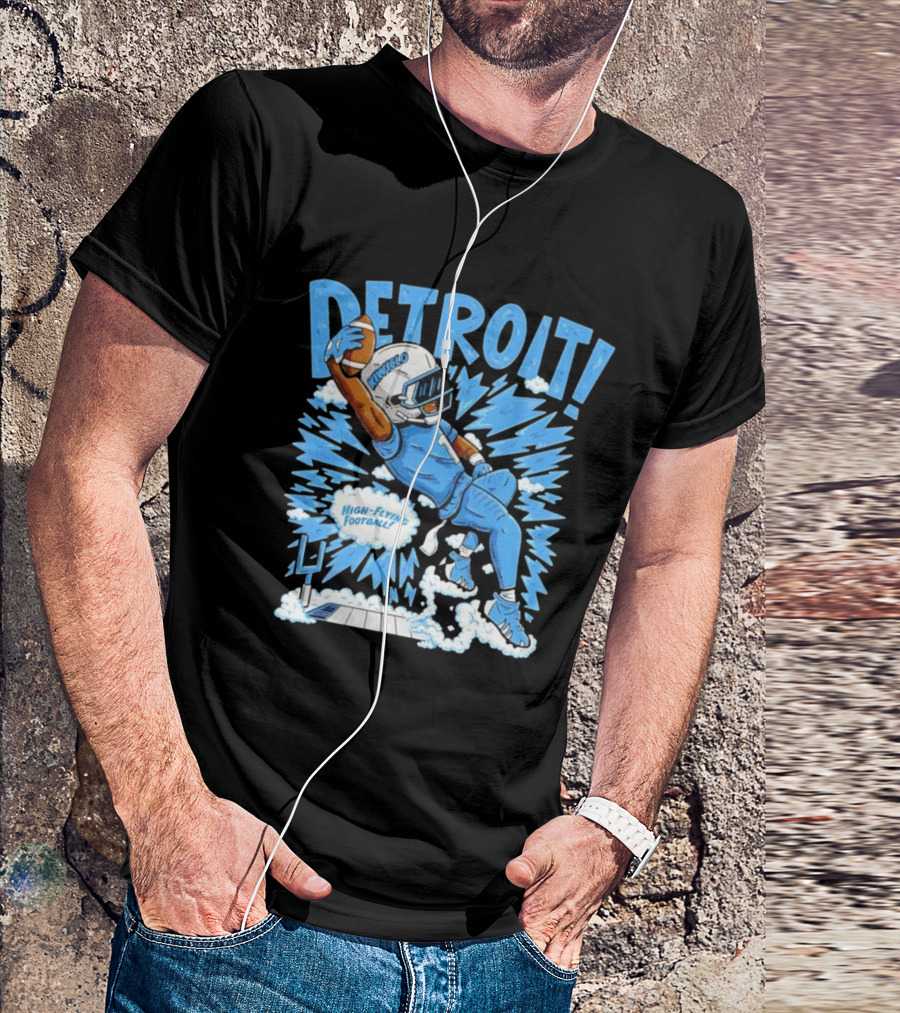 Detroit Lions Jameson Williams High-Flying Football Kiwiclop Collection T-Shirt