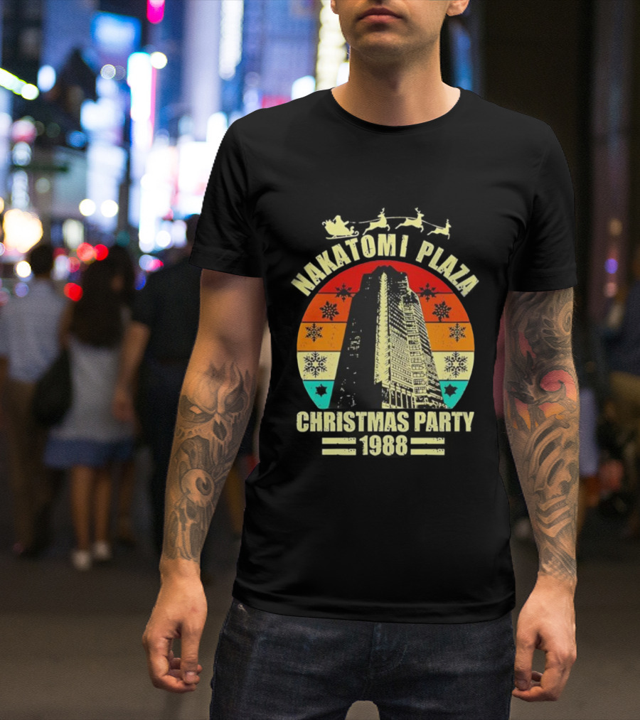 Nakatomi Plaza Christmas Party 1988 Vintage Retro Snowflakes T-Shirt