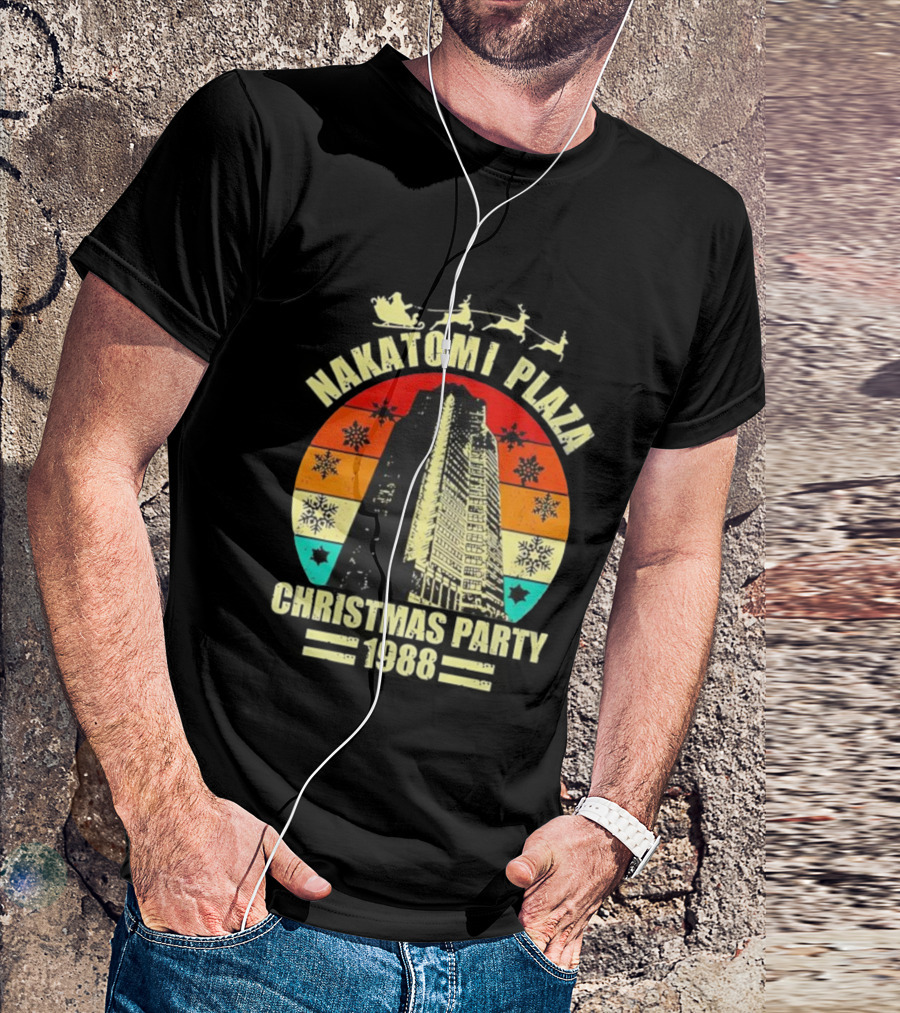 Nakatomi Plaza Christmas Party 1988 Vintage Retro Snowflakes T-Shirt