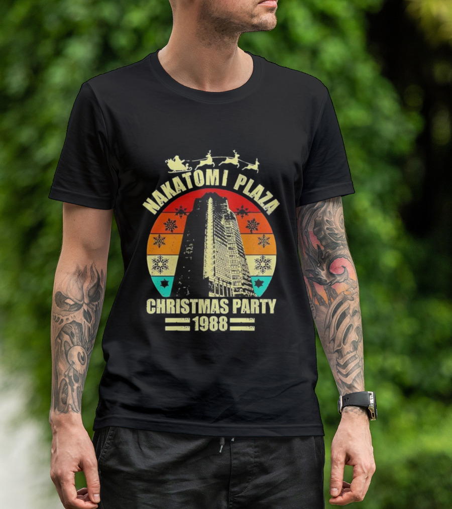 Nakatomi Plaza Christmas Party 1988 Vintage Retro Snowflakes T-Shirt