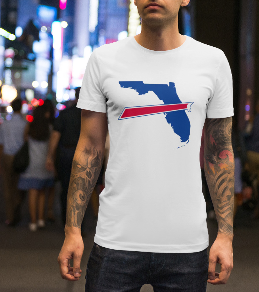 Florida Buffalo Bills Backers Map Outline Classic Fan Symbol T-Shirt