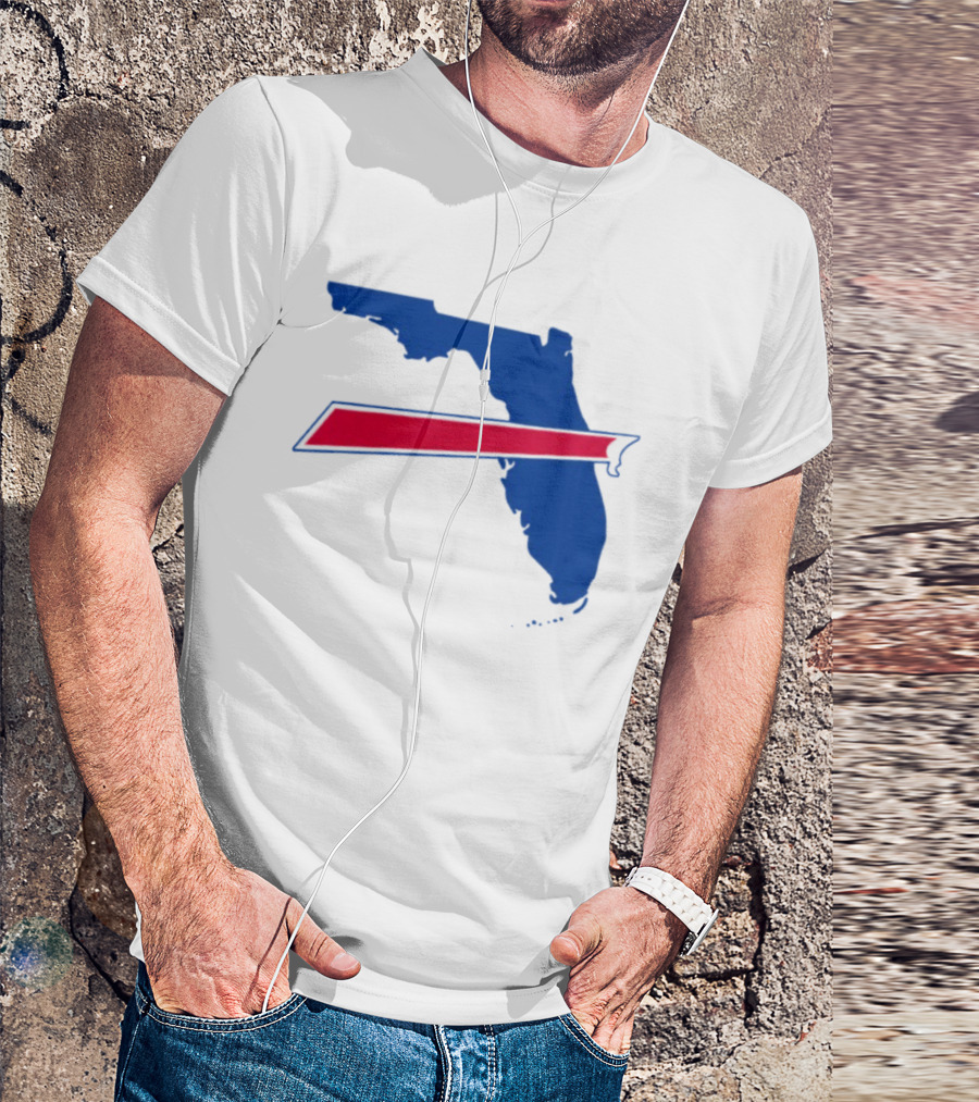 Florida Buffalo Bills Backers Map Outline Classic Fan Symbol T-Shirt