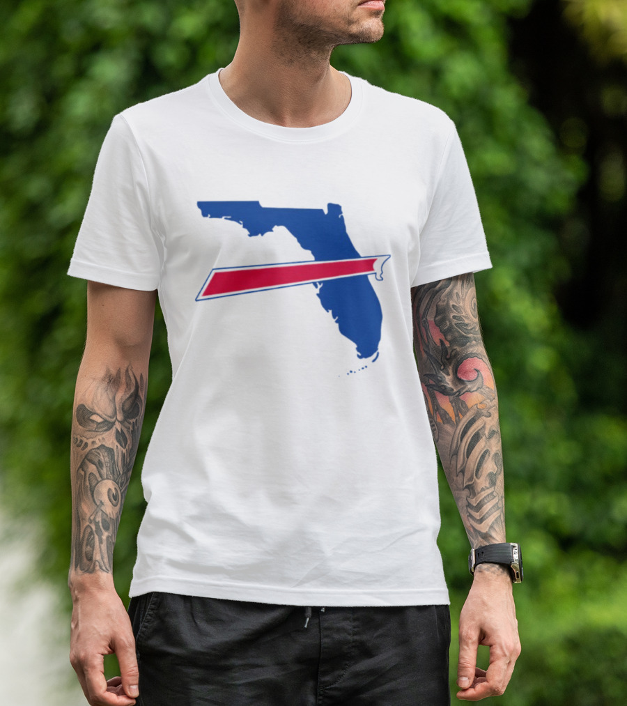 Florida Buffalo Bills Backers Map Outline Classic Fan Symbol T-Shirt