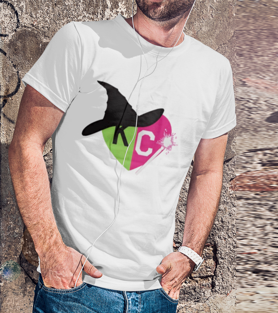 Wicked KC Heart Witch Hat Wand Pink Green Halloween T-Shirt