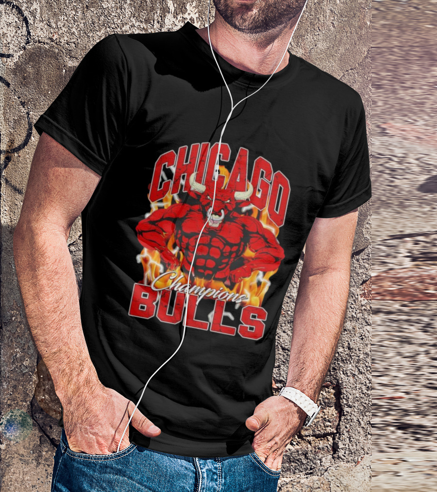 Chicago Bulls Champions Mascot Flames T-Shirt