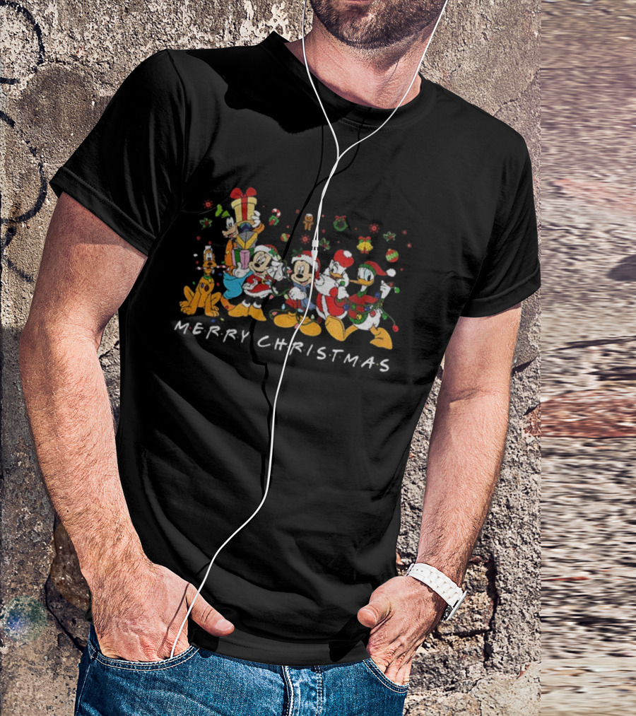 Disney Mickey And Friends Xmas Lights Merry Christmas Pluto Goofy Donald Minnie T-Shirt