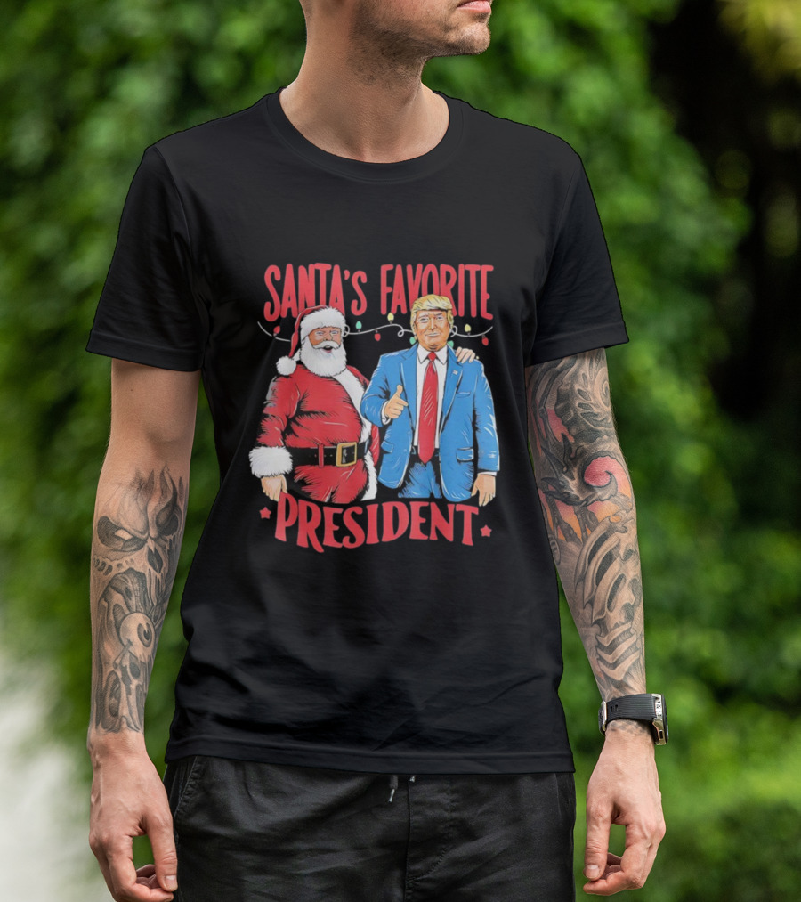 Santa's Favorite President Christmas Light Santa Trump T-Shirt