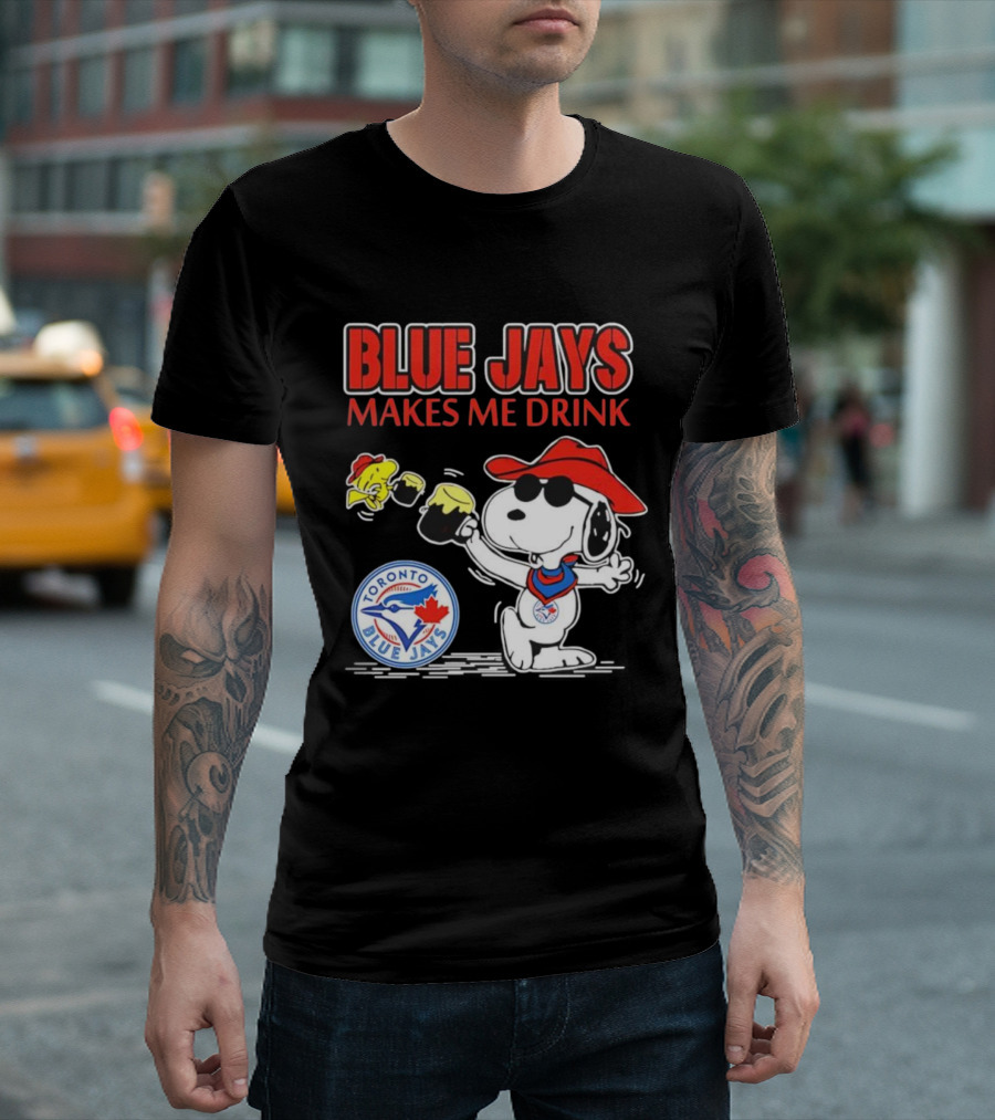 Snoopy Woodstock Cowboys Toronto Blue Jays Makes Me Drink T-Shirt