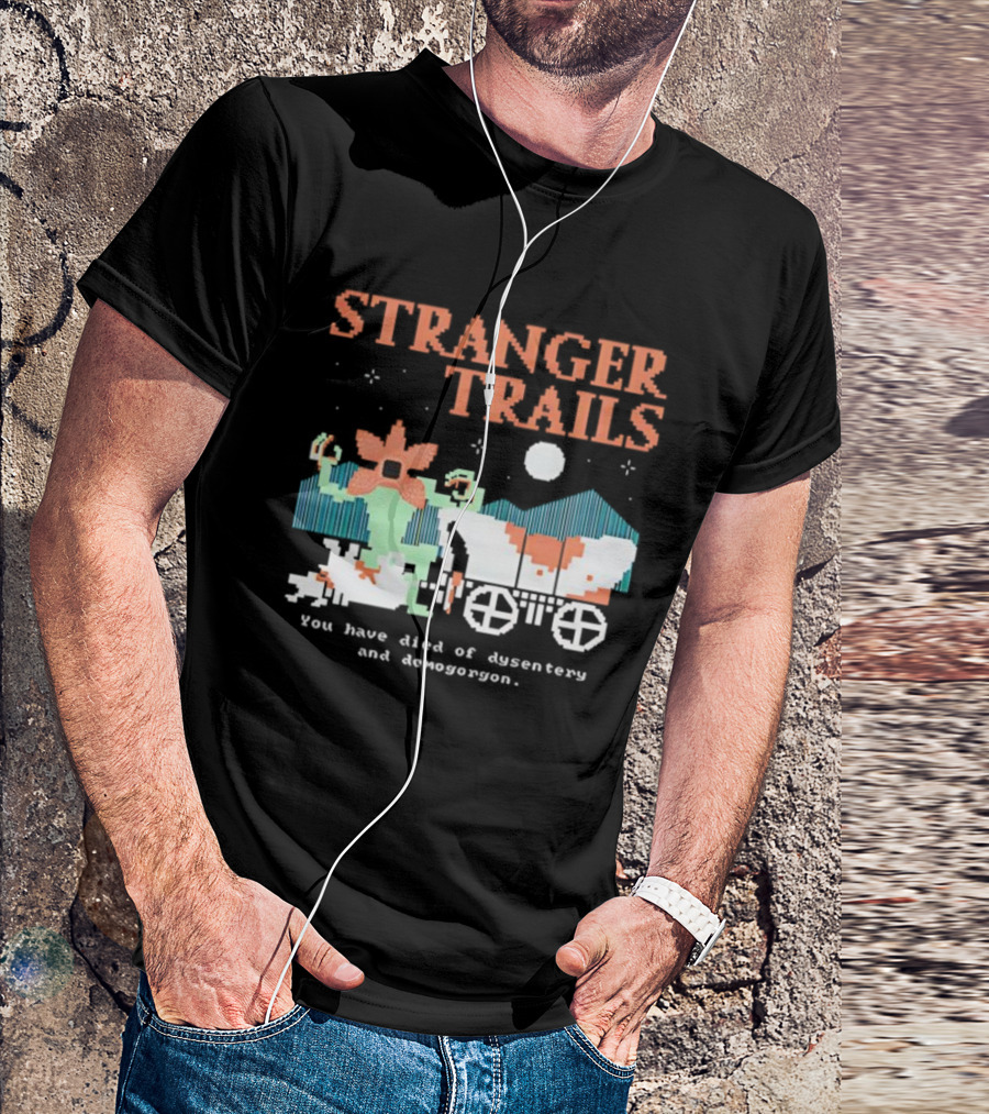Stranger Trails Demogorgon Pixel Art Crossover Wagon Dysentery T-Shirt