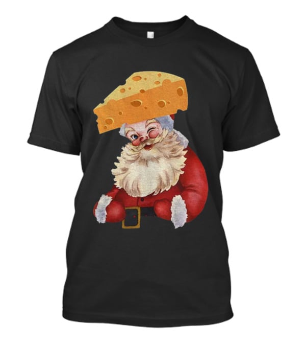 Santa Cheese Head Winking Green Bay Packers Christmas T-Shirt