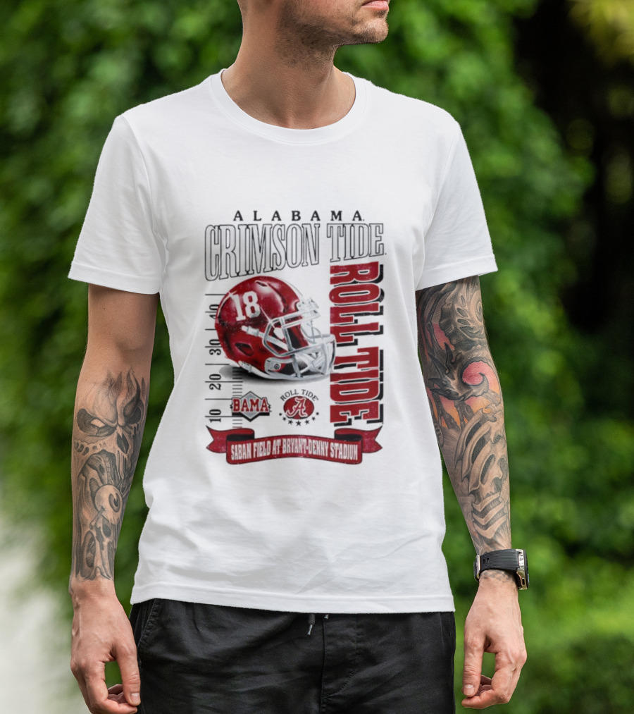 Alabama Crimson Tide Bama Roll Tide Helmet Saban Field At Bryant Denny Stadium T-Shirt