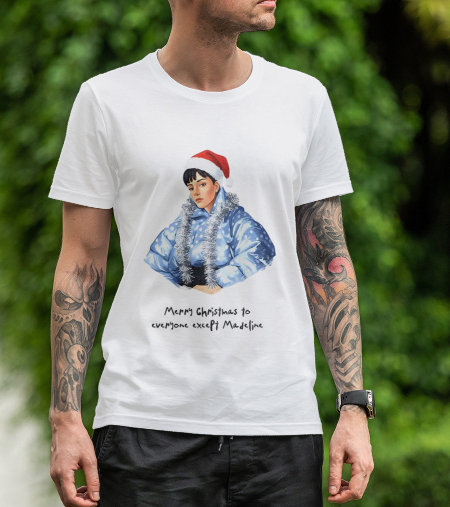 Lily Allen Cartoon Santa Hat Merry Christmas Snowflakes Madeline T-Shirt