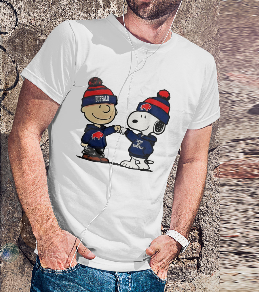Snoopy Buffalo Bills Let's Go Holiday Football Fist Bump T-Shirt