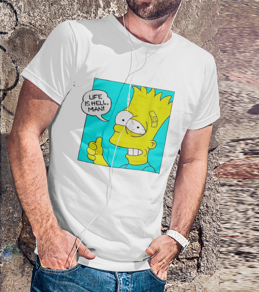 Bart Simpsons Life Is Hell Man Bandaged Head T-Shirt