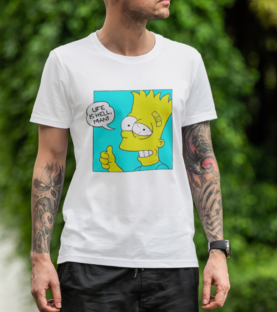 Bart Simpsons Life Is Hell Man Bandaged Head T-Shirt