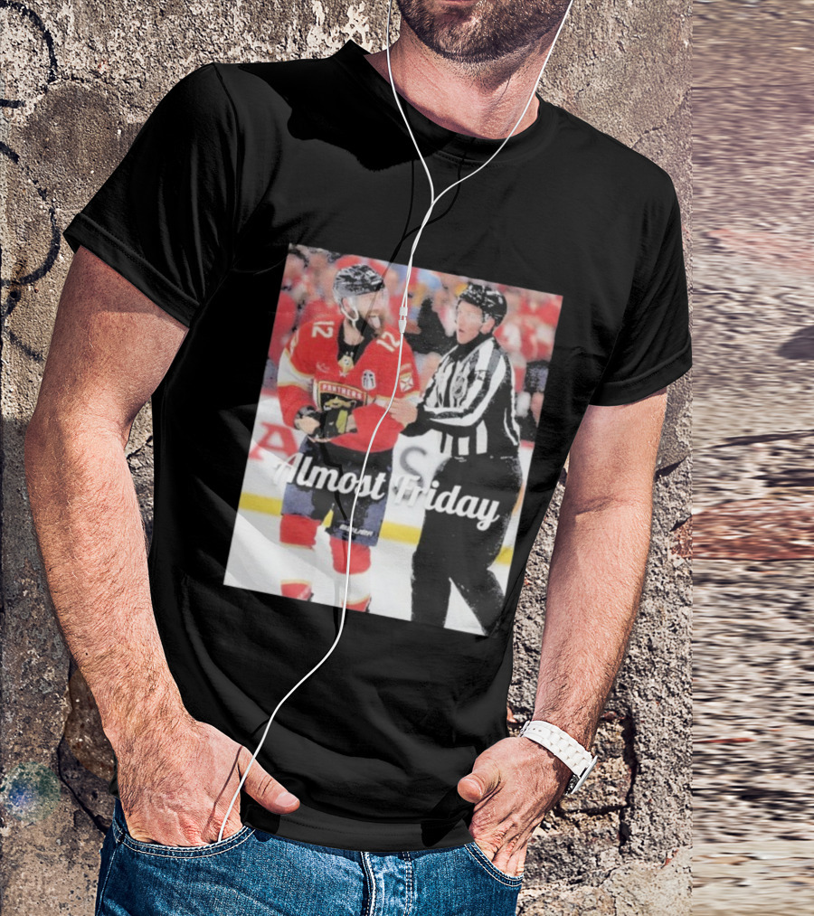 Almost Friday Florida Panthers Tongue Out Hockey Moment T-Shirt