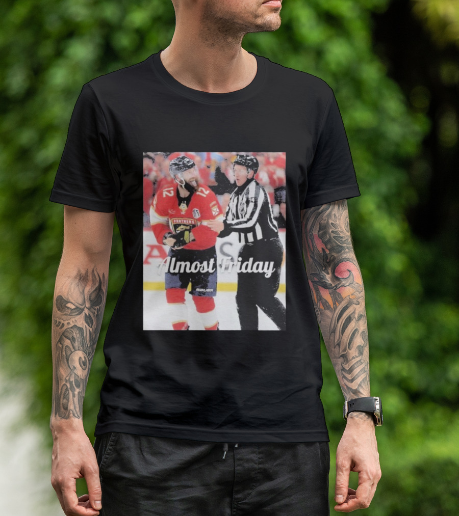 Almost Friday Florida Panthers Tongue Out Hockey Moment T-Shirt