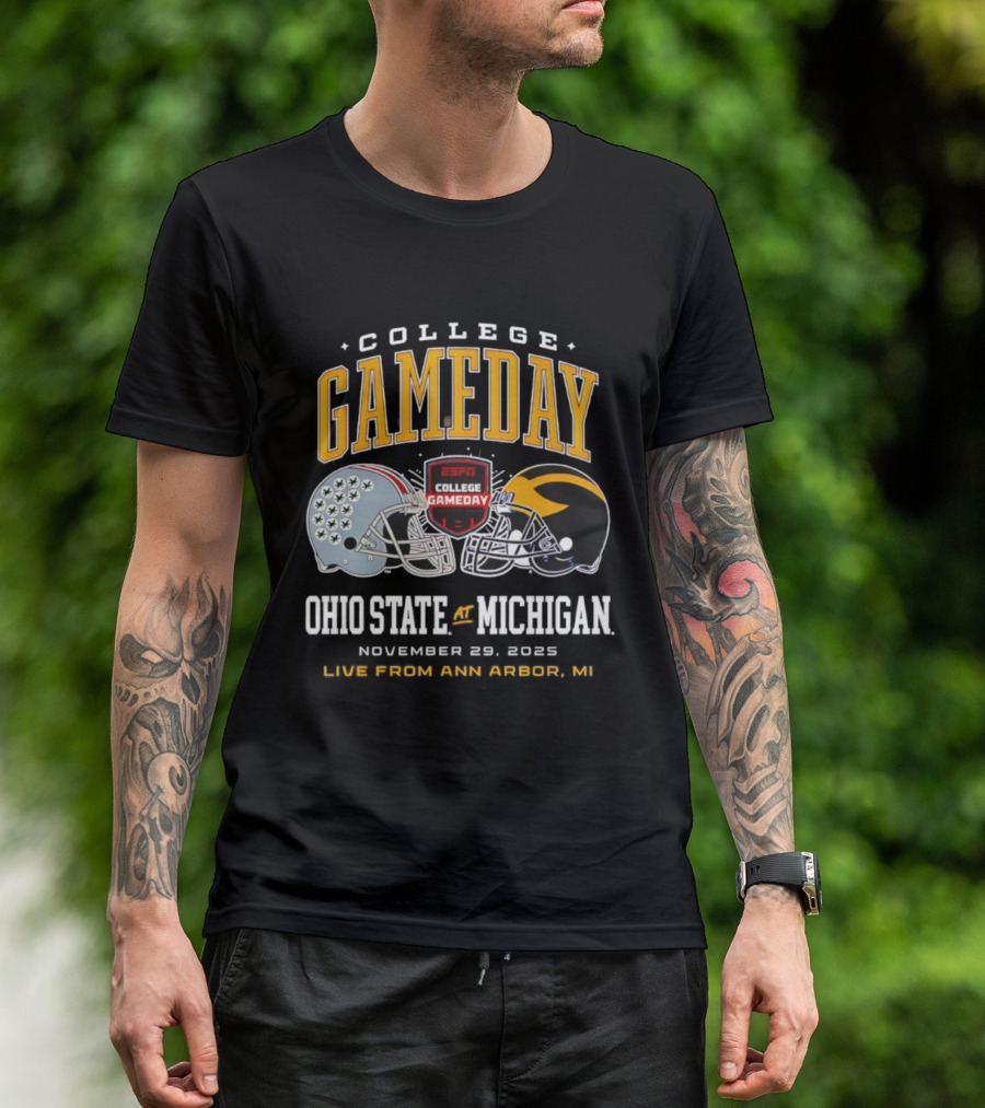 ESPN College GameDay Ohio State At Michigan Live From Ann Arbor MI Helmets T-Shirt