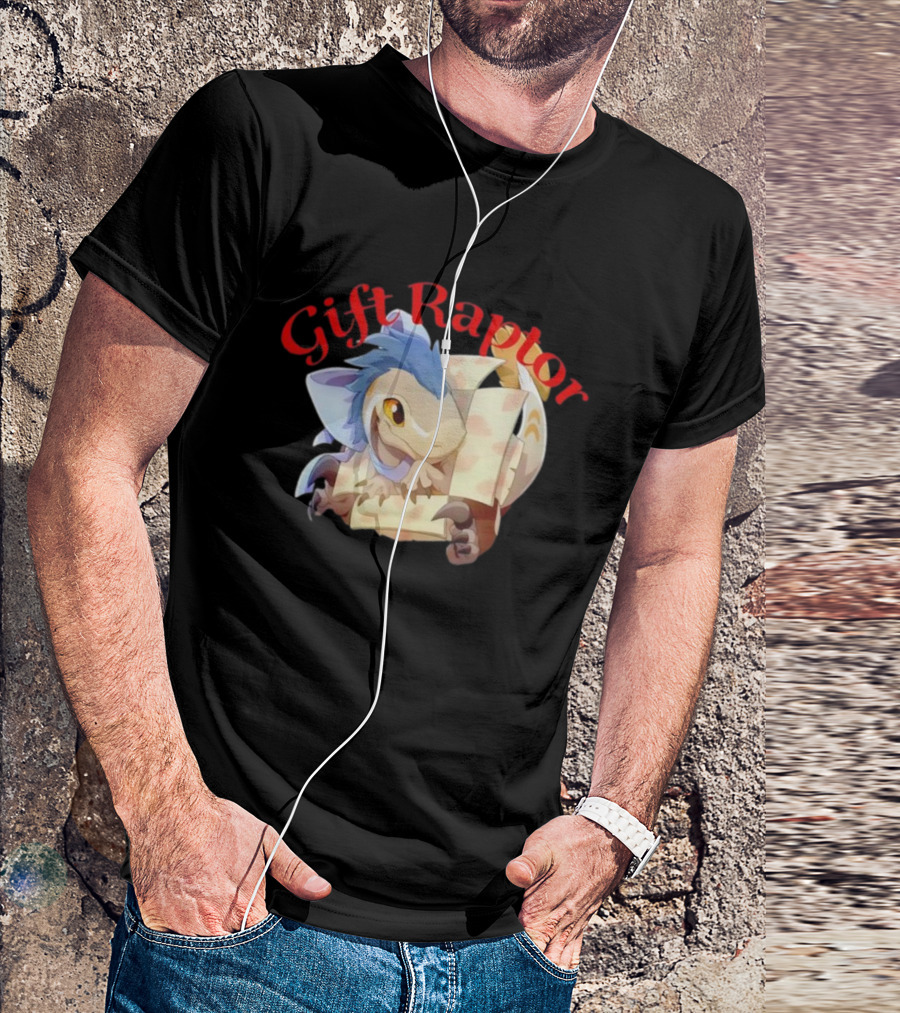 Gift Raptor Character Dinosaur Wrapped In Box T-Shirt