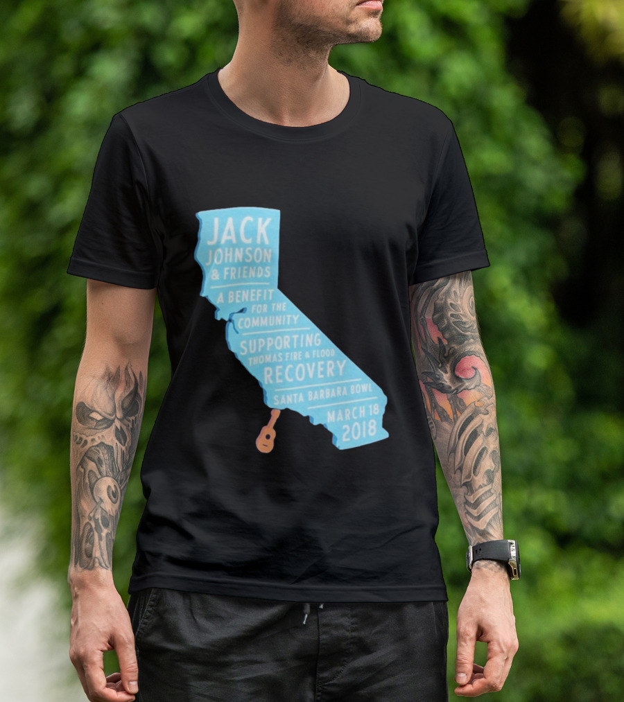 Jack Johnson Friends Benefit Community Thomas Fire Flood Recovery Santa Barbara Bowl March 18 2018 T-Shirt