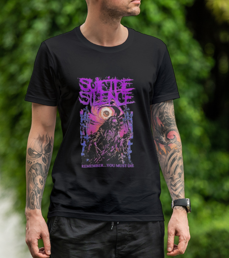 Suicide Silence Remember You Must Die Skeleton Art With Eye And Crosses T-Shirt