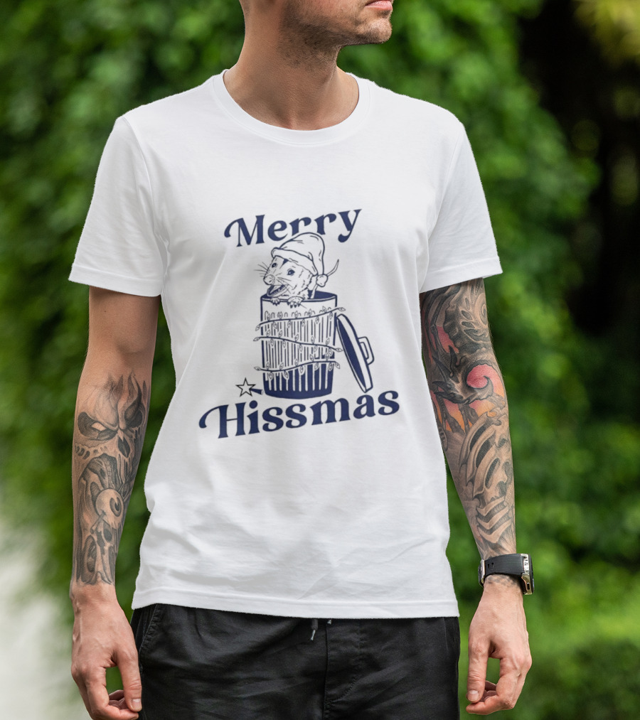 Merry Hissmas Cat In Trash Can Festive Humor T-Shirt
