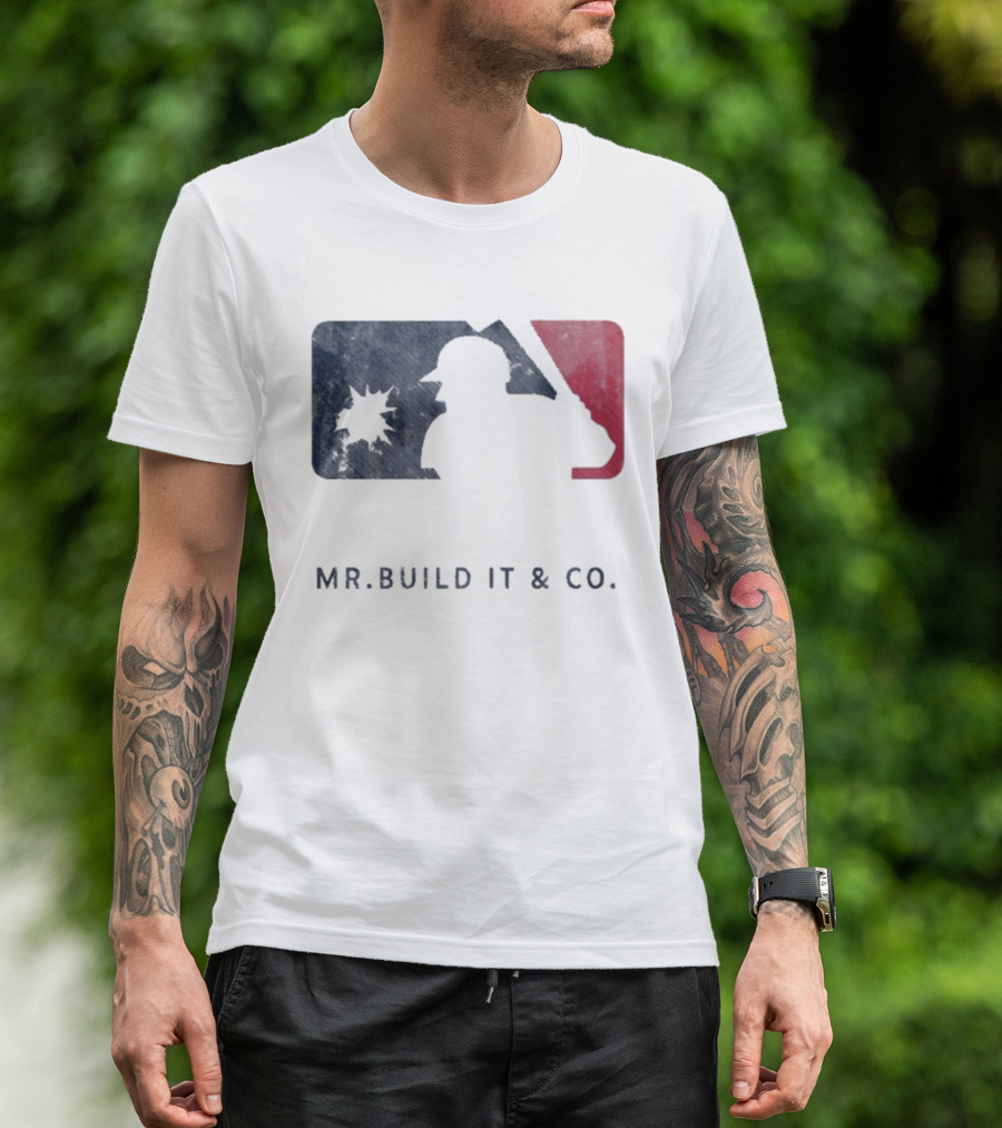 Mr Build It Wrecking Day MLB Bulldozer Silhouette T-Shirt