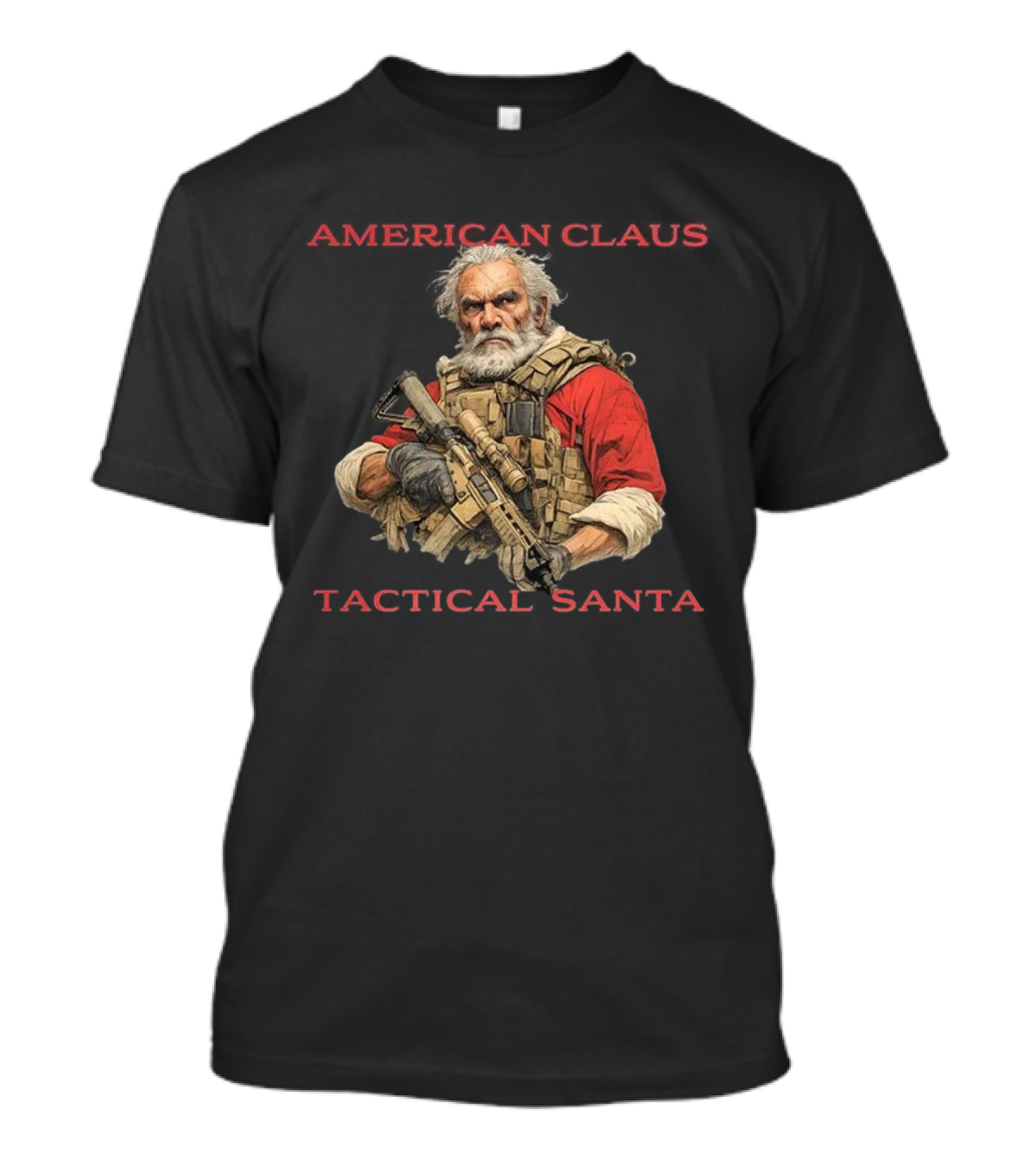 American Claus Tactical Santa Christmas Rifle Gear T-Shirt