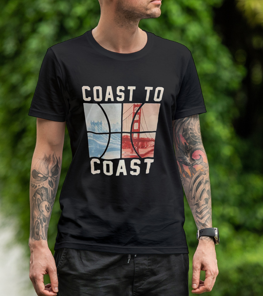 Coast To Coast Brooklyn Bridge Golden Gate Bridge Basketball T-Shirt