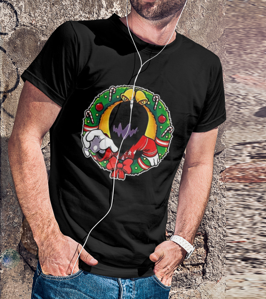 Holiday Ghoul Christmas Wreath Monster Candy Cane Festive Graphic T-Shirt