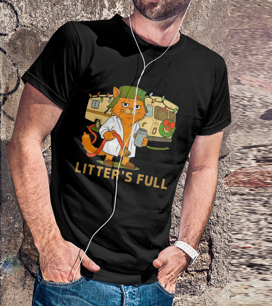Litter's Full Shitters Full Cat Christmas RV Holiday Lights T-Shirt
