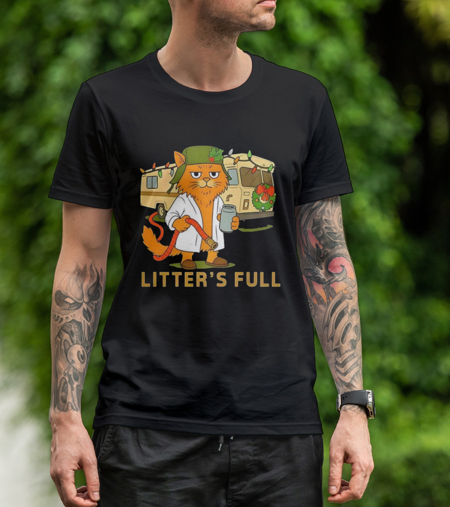Litter's Full Shitters Full Cat Christmas RV Holiday Lights T-Shirt