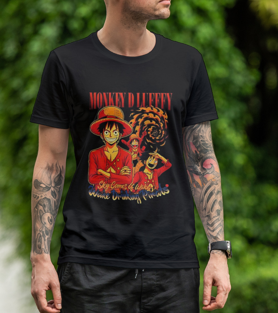 Monkey D Luffy Sky Comes Of Wake Wine Drinking Pirates T-Shirt