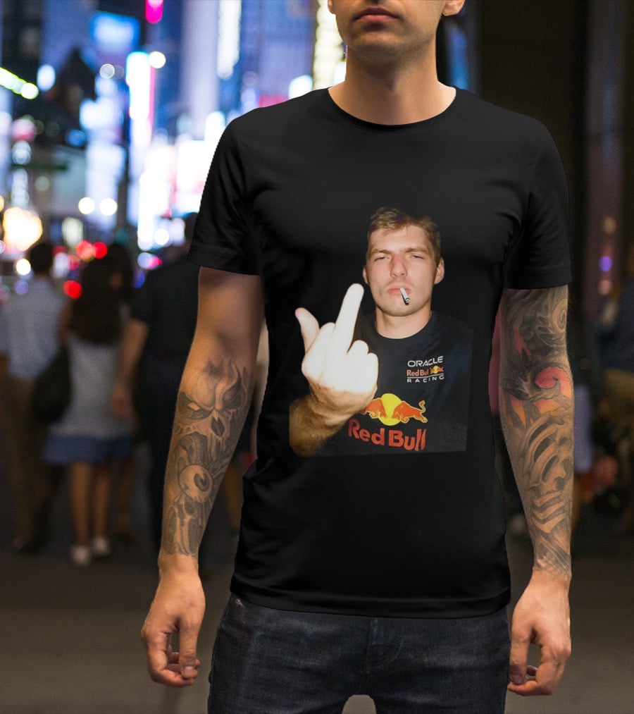 Max Oracle Red Bull Racing F1 Middle Finger Meme Cigarette T-Shirt