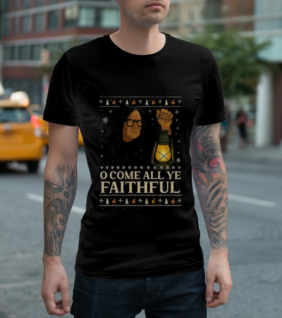 O Come All Ye Faithful Funny Traitors Christmas Sweater Lantern Design T-Shirt