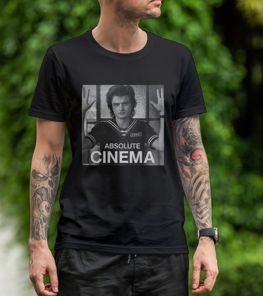 Stranger Things Steve Absolute Cinema Iconic Black And White Sailor Look T-Shirt